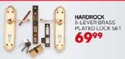 Hardrock Brass Plated Lock Set-5 Lever