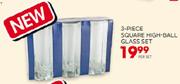 Square High-Ball Glass set-3 Piece