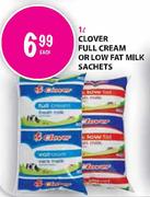 Clover Full Cream or Low Fat Milk Sachets-1Ltr Each