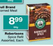 Robertson Spice Refil Assorted-64g Each