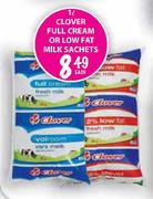 Clover Full Cream or Low Fat Milk Sachets-1Ltr Each