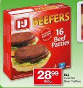 I & J Beefers Beef Patties-800gm