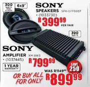 Sony Speakers (6x9")-per pair (SPK-GTF6937) + Sony Amplifier (XM SW3)