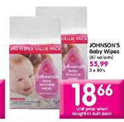 Johnson's Baby Wipes-80's per pack
