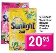 Sunlight Tropical or Regular Washing Powder-1kg each