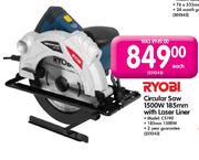 Ryobi Circular Saw 1500W 185mm With Laser Liner (CS190)-Each