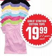 Girls' Stretch Cotton Tops (2-7 Years)-each