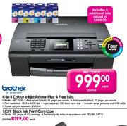 Brother 4-in-1 Colour Inkjet Printer Plus 4 Free Inks (MFC-J220)