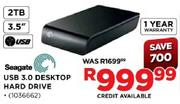 Seagate USB 3.0 Desktop Hard Drive-2TB