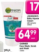 Garnier Face Wash, Scrub & Mask-150ml Each