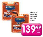 Gillette Fusion Manual Blades-4's Per Pack