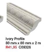 Ivory Profile 80mmx80mmx2m-Each