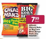 Willards Chease Naks Or Big Corn Bites Beega Pack Assorted-200g Each