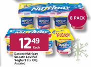 Danone Nutriday Smooth Low Fat Yoghurt Assorted-8x100g Each
