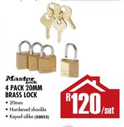 Master Lock 20mm Brass Lock-4 Pack