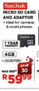 Sandisk Micro SD Card & Adaptor-4GB