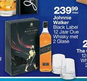 Johnnie Walker Black Label 12 Jaar Oue Whisky Met 2 Glase-750ml