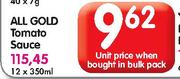 All Gold Tomato Sauce-350ml Each