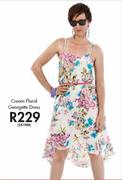 Cream Floral Georgette Dress