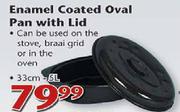 Enamel Coated 3Ltr Oval Pan With Lid-38cm