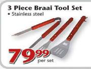 3 Piece Stainless Steel Braai Tool Set