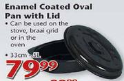 Enamel Coated 8Ltr Oval Pan With Lid-45cm