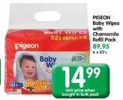 Pigeon Baby Wipes With Chamomile Refill Pack-6x82's