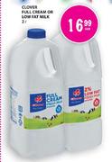 Clover Full Cream Or Low Fat Milk-2Ltr Each