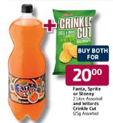 Fanta,Sprite Or Stoney Assorted-2ltr And Willards Crinkle Cut Assorted-125g