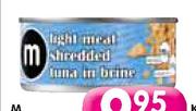 M Shredded Tuna In Brine-6x170g