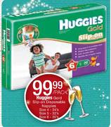 Huggies Gold Slip On Disposable Nappies Size 4-34's/Size 5-32's/Size 6-30's Per Pack