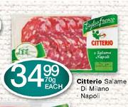 Citterio Salame Di Milano/Napoli-70g Each