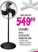 Logik Hi-Velocity Pedestal Fan-45cm