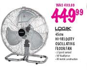 Logik Hi-Velocity Oscillating Floor Fan-45cm