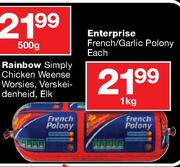 Enterprise French/Garlic Polony-1kg Each