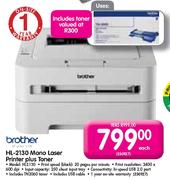 Brother HL-2130 Mono Laser Printer plus Toner(HL2130)