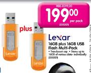 Lexar 16GB plus 16GB USB Flash Multi-Pack