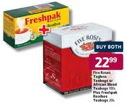 Five Roses Tagless Teabages Or African Blend Teabags 100's Plus Freshpak Rooibos Teabags 20's