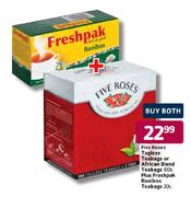 Five Roses Tagless Teabags or African Blend Teabags-100's Plus Freshpak Rooibos Teabags-20's