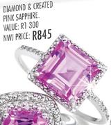 Diamond & Created Pink Sapphire Ring