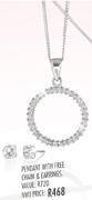NWJ Pendent With Free Chain & Earrings
