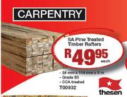 Carpentary SA Pine Treated Timber Rafters-38mmx114mmx3m Each