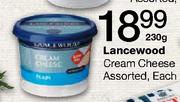 Lancewood Cream Cheese Assorted-230g Each