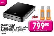Seagate/Lexar Seagate Hard Drive-750GB plus USB Flash Multipack-2 x 16GB-Per Bundle