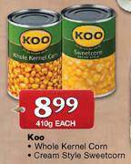 Koo Creamstyle Sweetcorn-410gm Each