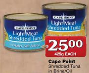 Cape Point Shredded Tuna in Brine/Oil-425gm Each