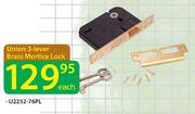 Union 3-Lever Brass Mortice Lock (U2252-76PL)-Each