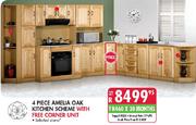 Amelia Oak Kitchen Scheme-4 Piece with Free Corner Unit