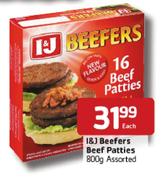 I & J Beefers Beef Patties-800gm
