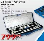 Worksman 24 Piece 1/2" Drive Socket Set-Per Set